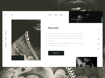 Minimal concept website for Tory Lanez black white design flat design minimal music play video tory lanez type ui ux web website