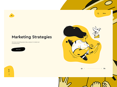 Marketing Agency color illustration minimal ui ux web yellow