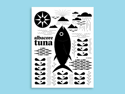 Albacore Tuna fish illustration poster tuna vintage