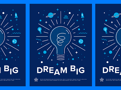 Dream Big - Product Principles cosmos illustration light bulb poster space