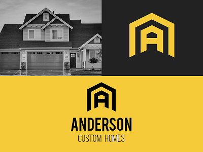 Anderson Custom Homes frame home house lettera logo yellow