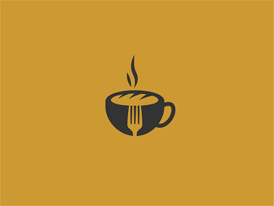Cafe Logo bread logo cafe branding cafe logo cake coffee cup coffee shop cup food fork logo negative space logo relaxing symbol vector