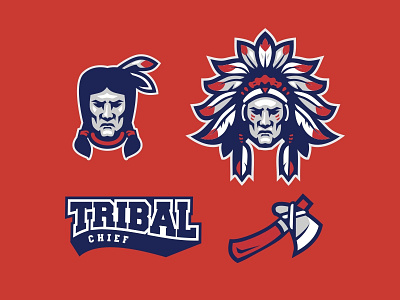 Tribal Chief apache axe cherokee chief indian mascot retro tribal