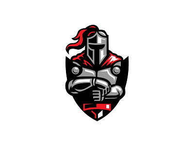 Knights Badge armor badge character fighter helmet hero honour knights logo mascot medieval pose pride shield spartan sport sword vector war warrior