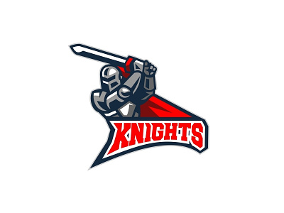 Knights Attack Badge armor attack badge character esportlogo helmet knights logo mascot medieval sport logo sword vector