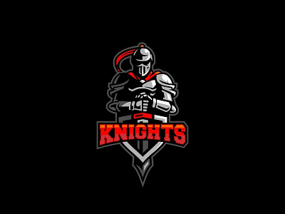 Knights Logo armor cartoon character esports logo hero history illustration knights logo mascot mascot logo medieval shield sports logo story sword war