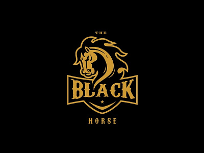 The Black Horse Badge Logo badge black black horse character esport logo horse illustration logo mascot shield sport sport logo vector