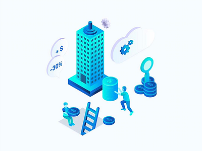 Dhatim custom isometric illustrations ai brand design fintech illustrations isometric tech