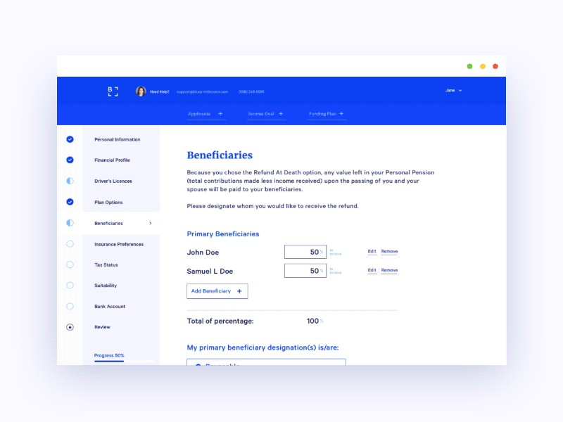 Blueprint Income dashboard