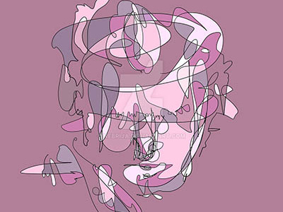 Multiple faces - abstract piece abstract digital face lineart pink portrait sketch