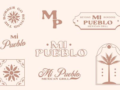 Mi Pueblo Brand Identity: Part II branding clean design floral illustration logo mexican restaurant palm tree restaurant branding restaurant logo southwest tile vintage