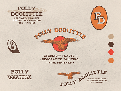 Brand Identity Option | Polly Doolittle bold branding clean design hawk illustration logo texture vintage