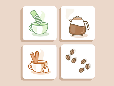 Mornin’ brews brew chai coffee drinks icons illustrations latte tea