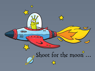 Shoot for the Moon ... cartoon cartooning for kids doodle illustration shoot for the moon thinkdoodledo ufo