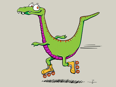 Velociraptor On Wheels cartoon cartooning for kids dinosaur doodle illustration thinkdoodledo velociraptor