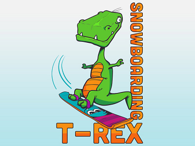 Snowboarding T-Rex cartoon cartooning for kids dinosaur doodle illustration t rex thinkdoodledo