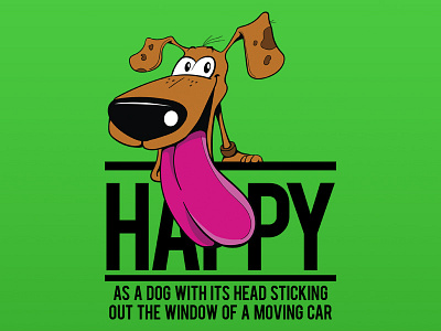 Happy As A Dog ... car cartoon dog doodle green happy puppy thinkdoodledo tongue vector