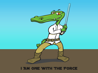 Jedi Gator — I Am One With the Force cartoon doodle force jedi padawan star wars starwars thinkdoodledo vector vector art