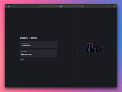 Flux | Create user profile web