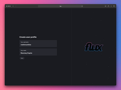 Flux | Create user profile