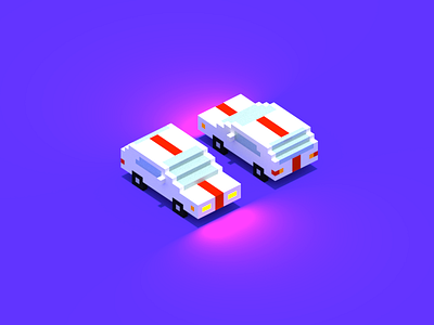 Red Striped Car 3d car illustration isometric magicavoxel voxel