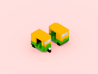 Auto Rickshaw 3d car delhi illustration india isometric magicavoxel rickshaw tuktuk vehicle voxel