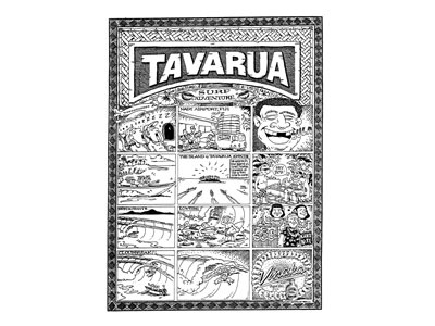 Tavarua Island cartoon illustration surf