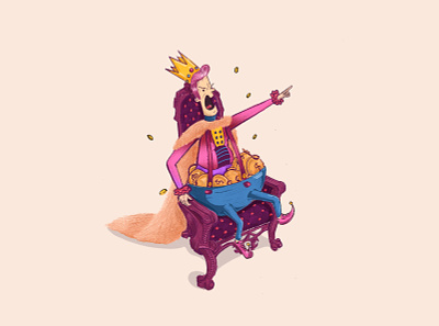 The Greedy King 3 golden hair bogota chair design grimm hair illustration illustrator king procreate