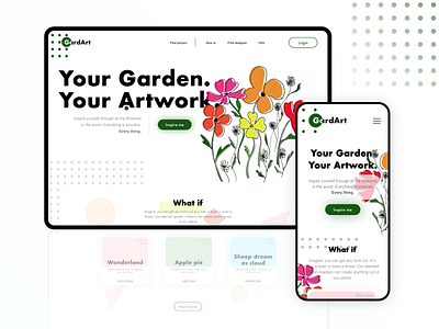 Landing for searching creative gardeners cintiq colorful concept flower illustration flowers garden gardening illustration landing layout mobile design mobile ui service typography ui ux web