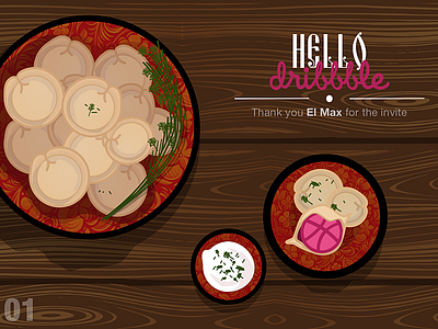 Hello Dribbble, I'm Juli design food hellodribbble illustration pelmeni russia sketch