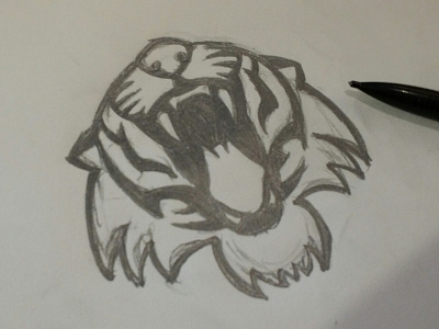 RAWR...Loud Kitty Kitty animal black composition drawing illustration loud pencil sketch tiger white wild