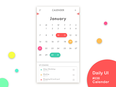 Daily_UI_#038_ Calendar calendar daily ui 038