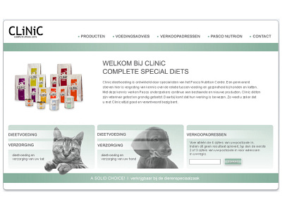 CliNiC Petfood Homepage (2009 Project) landing page pets