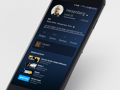 Daily UI #006 - User Profile dailyui mobile steam userprofile