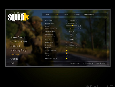 Daily UI #007 - Video Game Settings dailyui game interface settings