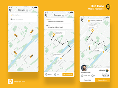 Book a Bus Mobile Interface booking app bus app bus booking car clean ui creative google maps maps mobile ui modern design product design soft ui tracking typogaphy ui user experience user inteface ux visual design white