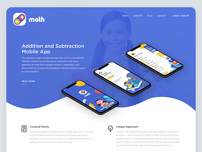 Math Landing Page clean ui creative homepage landing page math mathematics minimal minimalist mobile mobile application mobile landing page modern design motion design product design typogaphy ui ux visual design web application design web design