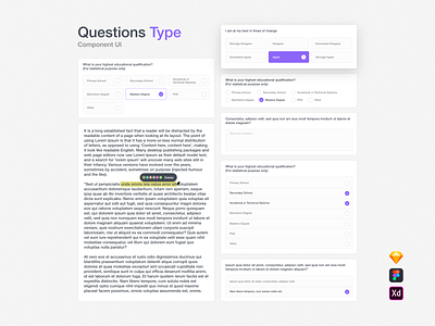 Questions Type - Component UI Interface adobe xd checkbox clean component design component library creative figma minimal modern design product design questions sketch trends 2020 ui user experience design user interface design ux visual design web design white theme
