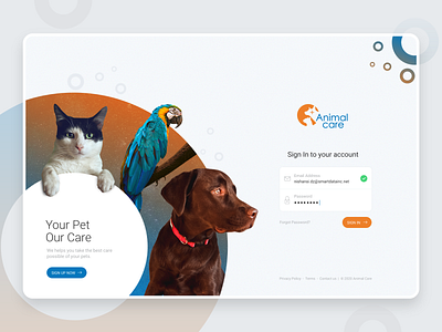 Animal Care Sign in Page animal art animal care clean design clean ui login login page minimal minimalism modern design product design sign in sign in ui sign up form ui user experience design user interface design ux visual design web interface web interfaces