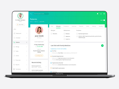 Patients Profile Page appointment booking creative doctor dribble medical app medical care medicare modern design patients problems product design search side nav ui ux vaccine visits visual design web web design