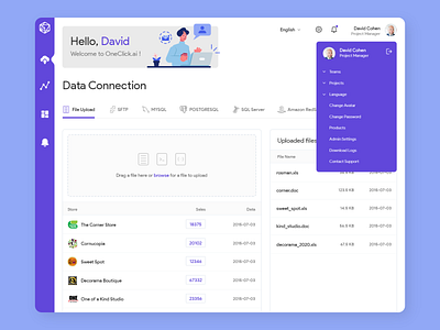 Data Connection Page Design app character design creative dashboad data management drag and drop dropdown illustration interface listings minimal modern design motion design product design typogaphy ui upload ux visual design web