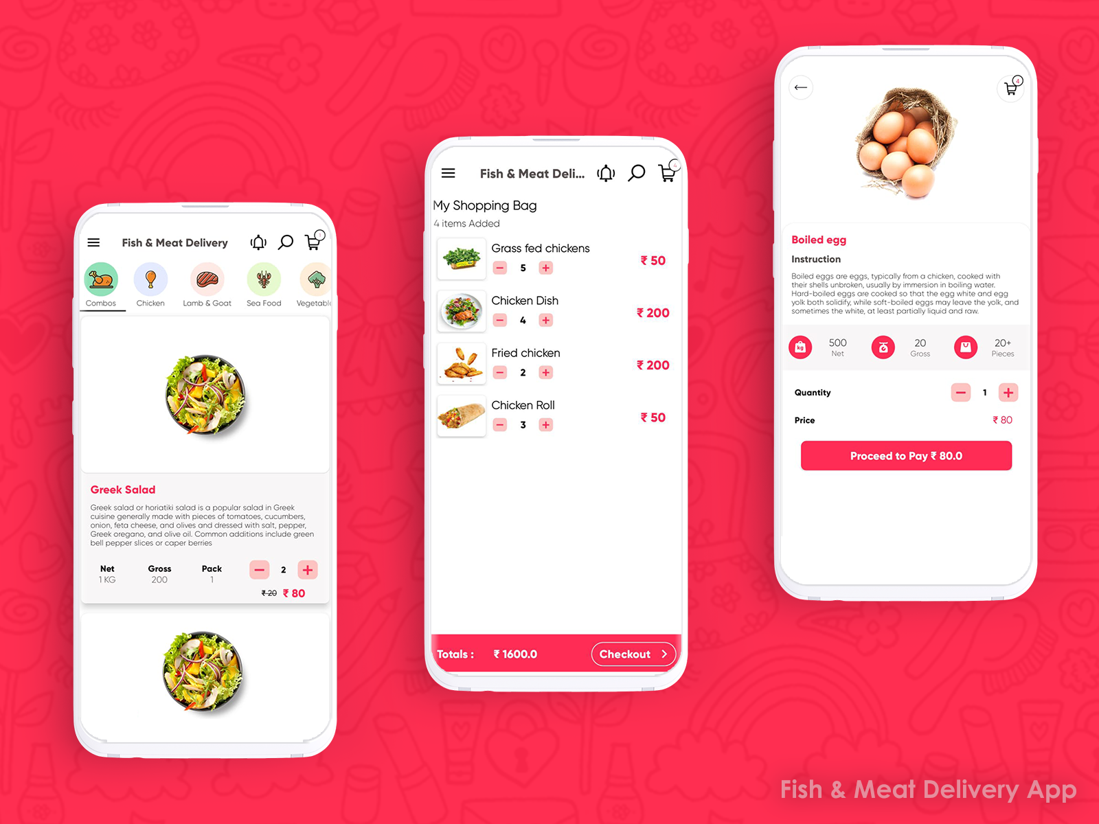 Fish and Meat Food Delivery Android App UI Kit by Ketan Pipaliya on