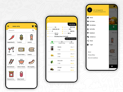 Grocery Food Deliver App UI Android abstract app app design dailyui delivery delivery app food app food delivery food delivery app food design minimal ui uidesign web