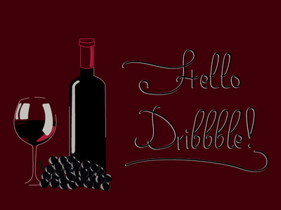 Hello dribbble! hello dribbble wine wine bottle wine glass
