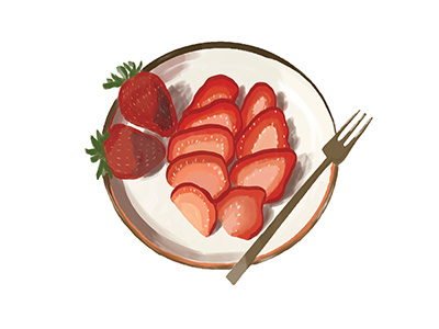 Sliced Strawberries aesthetics art design food illustration melmelart painting photoshop strawberries