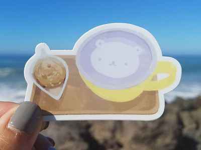 Bear Latte Sticker aesthetics art cute design food illustration illustrator melmelart painting photoshop