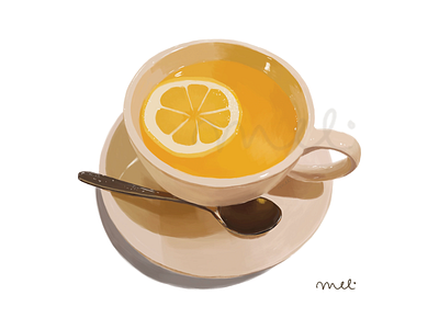 Lemon Citrus Tea aesthetics art cute design illustration illustrator lemon melmelart painting photoshop tea