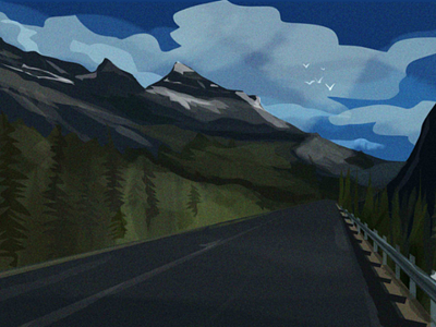 Mountain 7 adobe cloud cold cool dark green illustration illustrator mountain noise photoshop road travel valley