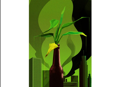 Green city!! adobe bottled city conceptual green illustration noise photoshop plant pollution practice