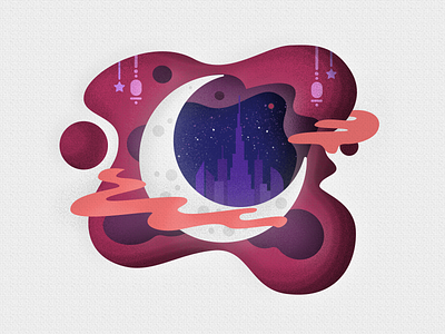 Ramadan Illustration 2 dubai illustration moon pink ramadan red season violet